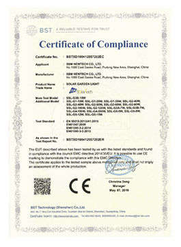 SOLAR LIGHT CE CERTIFICATE EN G